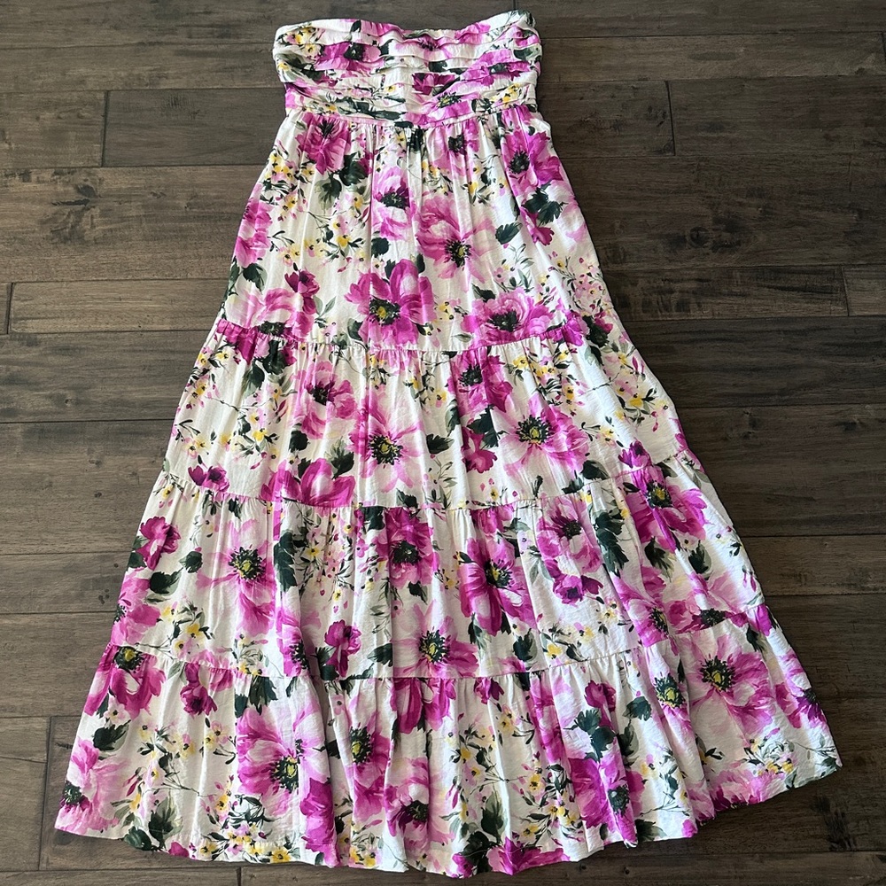Abercrombie Emerson Strapless Pink Floral Maxi Dress